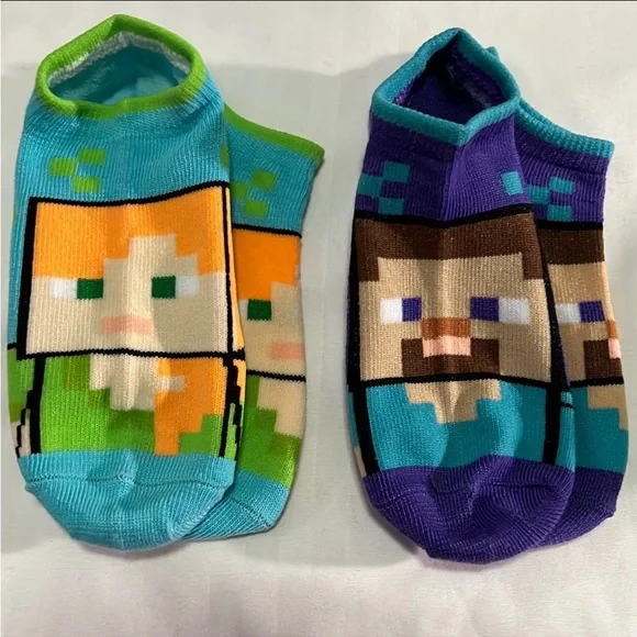 Minecraft 6 Pack Kids Socks Size S/M - Picture 4 of 5